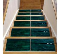 Eslifey Green Beach Sea Ocean Coastal Scale per gradini in legno, confezione da 15, 76,2 x 20,3 cm, antiscivolo, per interni, per cani, bambini, anziani, con adesivo riutilizzabile