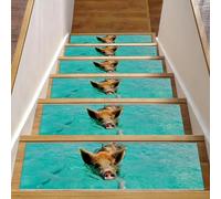 Eslifey Green Pig - Tappetini per scale in legno, antiscivolo, per interni, 76,2 x 20,3 cm, per cani, bambini, anziani, con adesivo riutilizzabile, confezione da 15