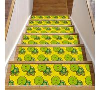 Eslifey Green Turtles - Set di 15 gradini per scale in legno, 76,2 x 20,3 cm, antiscivolo, per interni, per cani, bambini, anziani, con adesivo riutilizzabile