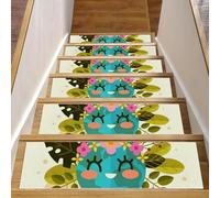 Eslifey Happy Mother Earth Day con simpatico pianeta gradini per gradini in legno, confezione da 15, 76,2 x 20,3 cm, antiscivolo, per interni, per cani, bambini, anziani, con adesivo riutilizzabile