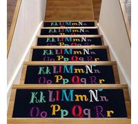 Eslifey Hilarious - Set di 15 gradini per scale in legno con lettere dell'alfabeto latino, 76,2 x 20,3 cm, antiscivolo, per interni, per cani, bambini, anziani, con adesivo riutilizzabile