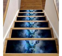 Eslifey Horoscope, gradini per scale in legno, motivo astrologia, zodiaco, toro e toro, antiscivolo, 76,2 x 20,3 cm, per interni, per cani, bambini, anziani, con adesivo riutilizzabile