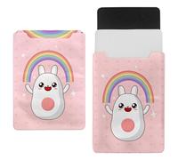 Eslifey Kawaii Rabbit Rainbow - Custodia in pelle per computer portatile da 13", con chiusura magnetica, in microfibra