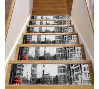 Eslifey London Big Ben - Gradini per gradini in legno, 76,2 x 20,3 cm, antiscivolo, per interni, per cani, bambini, anziani, con adesivo riutilizzabile, confezione da 15