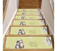 Eslifey Lovely Cats Scalette per gradini in legno, confezione da 15, 76,2 x 20,3 cm, antiscivolo, per interni, per cani, bambini, anziani, con adesivo riutilizzabile