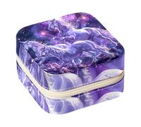 Eslifey Mini portagioie portatile da viaggio viola con unicorni galassia piccola custodia per gioielli da donna in pelle organizer per anelli