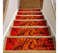 Eslifey Note musicali con chiave di pianoforte astratta grungy illustrazione gradini per scale in legno, confezione da 15 pezzi, 76,2 x 20,3 cm, antiscivolo, per interni, per cani, bambini, anziani