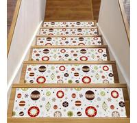 Eslifey Palline colorate natalizie per gradini in legno, confezione da 15 pezzi, 76,2 x 20,3 cm, antiscivolo, per interni, per cani, bambini, anziani, con adesivo riutilizzabile