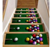 Eslifey Palline da biliardo per gradini in legno, confezione da 15 pezzi, 76,2 x 20,3 cm, antiscivolo, per interni, per cani, bambini, anziani, con adesivo riutilizzabile