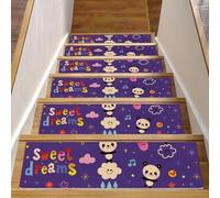 Eslifey Panda Good Night Sweet Dreams - Tappetini per scale in legno, antiscivolo, per interni, 76,2 x 20,3 cm, per cani, bambini, anziani, con adesivo riutilizzabile, confezione da 15