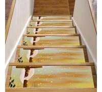 Eslifey Pedane per scale in legno per la Giornata della Settimana Santa, confezione da 15, 76,2 x 20,3 cm, antiscivolo, per interni, per cani, bambini, anziani, con adesivo riutilizzabile