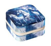 Eslifey Portatile Viaggio Mini Jewelry Box Unicorni in Blue Galaxy Piccolo Jewelry Case per le Donne Anello di Cuoio Organizzatore
