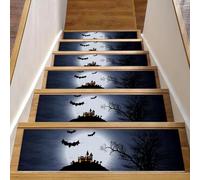 Eslifey Scary Halloween gradini per scale in legno, confezione da 15 pezzi, 76,2 x 20,3 cm, antiscivolo, per interni, per cani, bambini, anziani, con adesivo riutilizzabile
