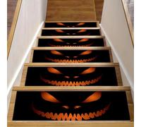 Eslifey Scary Pumpkin Face Halloween scale gradini per gradini in legno, confezione da 15, 76,2 x 20,3 cm, antiscivolo, per interni, per cani, bambini, anziani con adesivo riutilizzabile