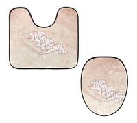 Eslifey Set da 2 pezzi con copriwater e tappetino per WC a forma di U, con scritta "Live Laugh Love", lavabili in lavatrice, antiscivolo, assorbenti