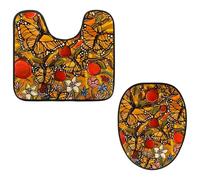 Eslifey Set da 2 pezzi con copriwater e tappetino per WC a forma di U, motivo: farfalle pazze, lavabili in lavatrice, antiscivolo, assorbenti