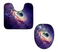 Eslifey Set da 2 pezzi con copriwater e tappetino per WC a forma di U, motivo: galassia nello spazio, lavabili in lavatrice, tappetini antiscivolo assorbenti