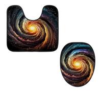 Eslifey Set da 2 pezzi con copriwater e tappetino per WC a forma di U, motivo: galassia Space Swirl, lavabile in lavatrice, antiscivolo, assorbente