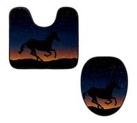 Eslifey Set da 2 pezzi con copriwater e tappetino per WC a forma di U, motivo: unicorno, galassia, cielo, unicorno, lavabile in lavatrice, antiscivolo, assorbente