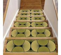 Eslifey Set di 15 gradini per scale in legno con conchiglie in stile Art Déco, 76,2 x 20,3 cm, antiscivolo, per interni, per cani, bambini, anziani, con adesivo riutilizzabile