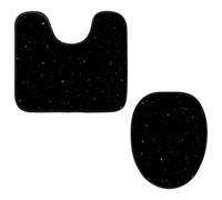 Eslifey Set di 2 copriwater e tappetino per WC a forma di U, set di tappetini per WC con galassia spaziale e stella, lavabili in lavatrice, tappetini antiscivolo assorbenti
