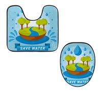 Eslifey Set di 2 copriwater e tappetino per WC a forma di U, set di tappetini salva-acqua, lavabili in lavatrice, tappetini antiscivolo assorbenti