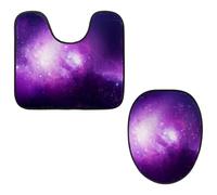 Eslifey Set di 2 pezzi con copriwater e tappetino per WC a forma di U, splendido set di tappetini per WC con nebulosa galassia, lavabili in lavatrice, tappetini antiscivolo assorbenti