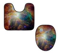 Eslifey Set di 2 tappetini copriwater e tappetino per WC a forma di U, motivo: cuore di Orione, Nebulosa lavabile in lavatrice, antiscivolo, assorbente