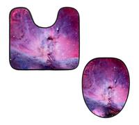 Eslifey Set di 2 tappetini copriwater e tappetino per WC a forma di U, motivo: nebulosa magica galassia, lavabile in lavatrice, antiscivolo, assorbente