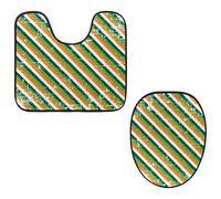 Eslifey Set di 2 tappetini per WC a forma di U con motivo a strisce, per il giorno di San Patrizio, lavabili in lavatrice, antiscivolo, assorbenti