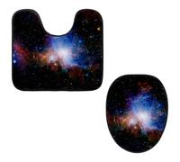 Eslifey Set di 2 tappetini per WC con copriwater a forma di U, motivo: galassia, universo, nebulosa e galassia, lavabili in lavatrice, antiscivolo, assorbenti