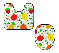 Eslifey Set di 2 tappetini per WC con motivo frutta e limone, lavabili in lavatrice, antiscivolo, assorbenti