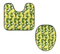 Eslifey Set di 2 tappetini per WC con motivo frutta e limone, lavabili in lavatrice, antiscivolo, assorbenti