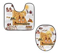Eslifey Set di 2 tappetini per WC e tappetino per WC a forma di U, set creativo africano, lavabile in lavatrice, antiscivolo, assorbente