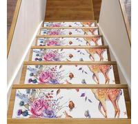 Eslifey Sika - Gradini per scale in legno, dipinti a mano, 76,2 x 20,3 cm, antiscivolo, per interni, per cani, bambini, anziani, con adesivo riutilizzabile, confezione da 15