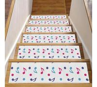 Eslifey Simpatici gradini per gradini in legno, motivo note musicali, viola, blu, rosa, antiscivolo, per interni, per cani, bambini, anziani, con adesivo riutilizzabile, 76,2 x 20,3 cm, confezione da