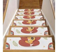 Eslifey Simpatici gradini per scale in legno con bradipo suonare la chitarra, confezione da 15, 76,2 x 20,3 cm, antiscivolo, per interni, per cani, bambini, anziani, con adesivo riutilizzabile