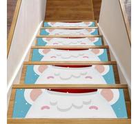 Eslifey Tappetini per scale in legno a forma di orso, per le festività natalizie, confezione da 15, 76,2 x 20,3 cm, antiscivolo, per interni, per cani, bambini, anziani, con adesivo riutilizzabile