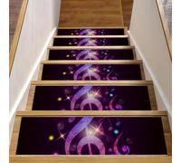 Eslifey Tappetini per scale in legno con motivo note musicali colorate, confezione da 15, 76,2 x 20,3 cm, antiscivolo, per interni, per cani, bambini, anziani, con adesivo riutilizzabile