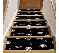 Eslifey Tappetini per scale in legno, con motivo psichedelico con occhi chiusi e aperti, per scale, antiscivolo, per interni, per cani, bambini, anziani, con adesivo riutilizzabile, 76,2 x 20,3 cm