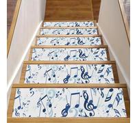 Eslifey Tappetini per scale in legno con note musicali che cadono con note musicali e chiavi di violino, 76,2 x 20,3 cm, antiscivolo, per interni, per cani, bambini, anziani, con adesivo