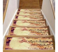Eslifey Tappetini per scale in legno con note musicali, confezione da 15, 76,2 x 20,3 cm, antiscivolo, per interni, per cani, bambini, anziani, con adesivo riutilizzabile