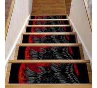 Eslifey Tappetini per scale in legno con sangue rosso corvo e luna, confezione da 15 pezzi, 76,2 x 20,3 cm, antiscivolo, per interni, per cani, bambini, anziani, con adesivo riutilizzabile