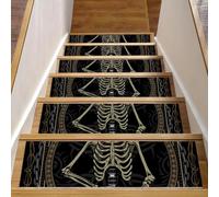 Eslifey Tappetini per scale in legno con scheletro di chitarra rock, confezione da 15, 76,2 x 20,3 cm, antiscivolo, per interni, per cani, bambini, anziani, con adesivo riutilizzabile