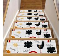 Eslifey Tappetini per scale in legno, motivo autunnale, con zucca, nuvole, per interni, antiscivolo, per cani, bambini, anziani, con adesivo riutilizzabile, 76,2 x 20,3 cm, confezione da 15
