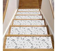 Eslifey Tappetini per scale in legno, motivo con note musicali astratte, per gradini in legno, 76,2 x 20,3 cm, antiscivolo, per interni, per cani, bambini, anziani, con adesivo riutilizzabile