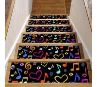 Eslifey Tappetini per scale in legno, motivo note musicali, 15 pezzi, 76,2 x 20,3 cm, antiscivolo, per interni, per cani, bambini, anziani, con adesivo riutilizzabile
