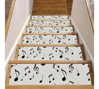 Eslifey Tappetini per scale in legno, motivo note musicali astratte, confezione da 15, 76,2 x 20,3 cm, antiscivolo, per interni, per cani, bambini, anziani, con adesivo riutilizzabile