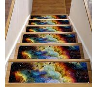 Eslifey Tappetini per scale in legno, motivo note musicali, stelle spaziali, confezione da 15, 76,2 x 20,3 cm, antiscivolo, per interni, per cani, bambini, anziani, con adesivo riutilizzabile