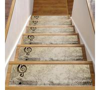 Eslifey Tappetini per scale in legno, motivo note musicali, stile retrò, confezione da 15, 76,2 x 20,3 cm, antiscivolo, per interni, per cani, bambini, anziani, con adesivo riutilizzabile
